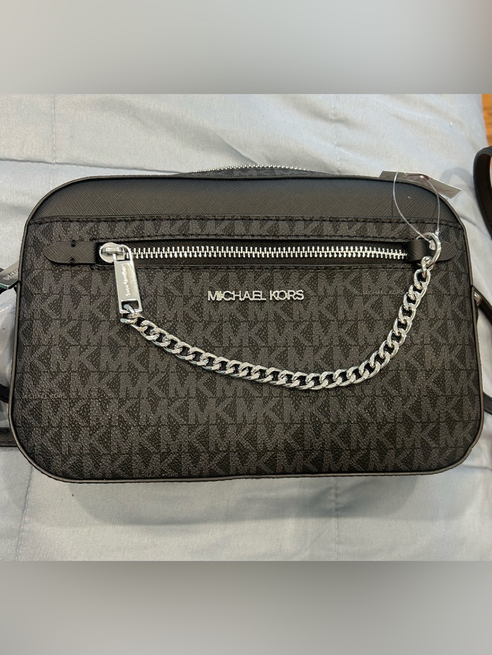 Michael Kors Black MK Signature Chain-Accent  Bag